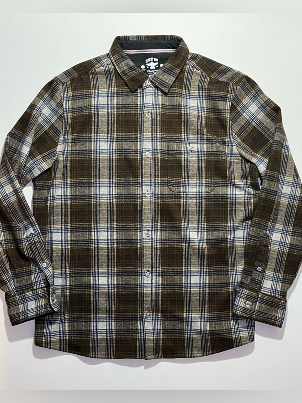 Men’s Desert Son Flag & Anthem Dierks Bentley Plaid Flannel Button Shirt, XL